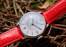 Load image into Gallery viewer, Tissot Chemin Des Tourelles Automatic Mother of Pearl White Dial Red Leather Strap Watch For Women - T099.207.16.118.00