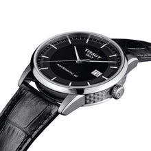 Load image into Gallery viewer, Tissot T Classic Luxury Powermatic 80 Black Dial Black Leather Strap Watch For Men - T086.408.16.051.00