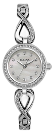 Bulova Crystals Quartz Mother of Pearl Dial Silver Steel Strap Watch for Women - 96X129