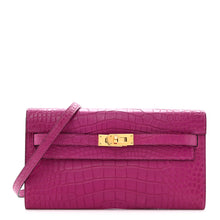 Load image into Gallery viewer, Matte Alligator Kelly Wallet To Go Rose Scheherazade
