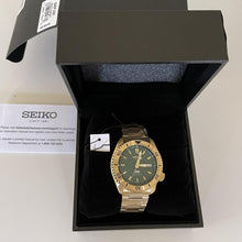 Load image into Gallery viewer, Seiko 5 Sports HUF Limited Edition Green Dial Gold Steel Strap Watch For Men - SRPJ20