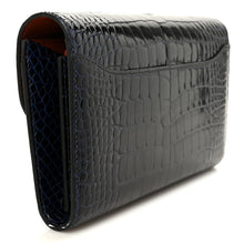 Load image into Gallery viewer, Shiny Alligator Constance Long Wallet Bleu Marine Cuivre