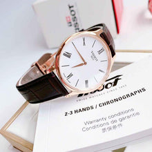 Load image into Gallery viewer, Tissot Tradition 5.5 White Dial Brown Leather Strap Watch for Men - T063.409.36.018.00