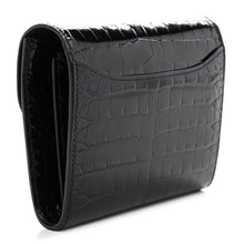 Load image into Gallery viewer, Shiny Alligator Constance Short Wallet Black