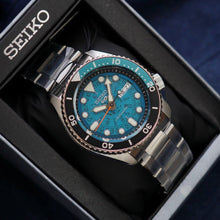 Load image into Gallery viewer, Seiko 5 Sports SKX Skeleton Green Dial Silver Steel Strap Watch For Men - SRPJ45K1