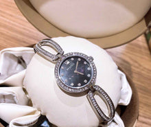 Load image into Gallery viewer, Bulova Crystal Black Mother of Pearl Dial Silver Steel Strap Watch for Women - 96L224