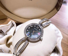 Load image into Gallery viewer, Bulova Crystal Black Mother of Pearl Dial Silver Steel Strap Watch for Women - 96L224