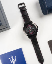 Load image into Gallery viewer, Maserati Ingegno Chronograph Black Dial Black Leather Strap Watch For Men - R8871619003