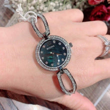 Load image into Gallery viewer, Bulova Crystal Black Mother of Pearl Dial Silver Steel Strap Watch for Women - 96L224