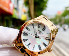 Load image into Gallery viewer, Tissot T Wave Mother of Pearl Dial Rose Gold Steel Strap Watch For Women - T112.210.33.113.00