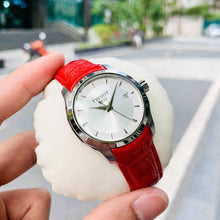 Load image into Gallery viewer, Tissot Couturier Lady Silver Dial Red Leather Strap Watch for Women - T035.210.16.031.01