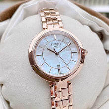 Load image into Gallery viewer, Tissot T Lady Flamingo Mother of Pearl Dial Rose Gold Steel Strap Watch For Women - T094.210.33.116.02