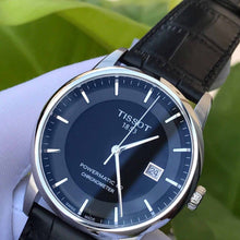 Load image into Gallery viewer, Tissot T Classic Luxury Powermatic 80 Black Dial Black Leather Strap Watch For Men - T086.408.16.051.00