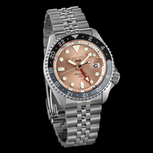 Load image into Gallery viewer, Seiko 5 Sports GMT Thong Sia Limited Edition Brown Dial Silver Steel Strap Watch for Men - SSK043K1