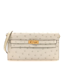 Load image into Gallery viewer, Ostrich Kelly Wallet To Go Gris Perle