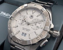 Load image into Gallery viewer, Tag Heuer Aquaracer Chronograph White Dial Silver Steel Strap Watch for Men - WAY111Y.BA0928