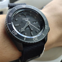 Load image into Gallery viewer, Seiko 5 Sports Automatic Black Dial Black NATO Strap Watch For Men - SRPD79K1