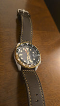 Load image into Gallery viewer, Seiko 5 Sports SKX GMT Automatic Mocha Black Dial Brown Leather Strap Watch For Men - SSK036K1