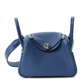 Taurillon Clemence Mini Lindy 20 Bleu Tie