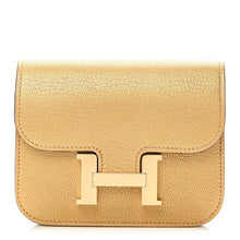 Load image into Gallery viewer, Metallic Chevre Chamkilight Constance Slim Wallet Dore