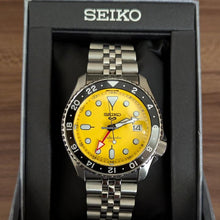 Load image into Gallery viewer, Seiko 5 Sport SKX GMT US Special Creation Automatic Yellow Dial Silver Steel Strap Watch for Men - SSK017K1