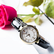 Load image into Gallery viewer, Tissot T Lady Flamingo Mother of Pearl White Dial Black Leather Strap Watch for Women - T094.210.16.111.00