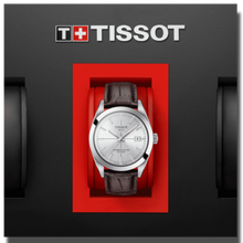 Load image into Gallery viewer, Tissot Gentleman Powermatic 80 Silicium Silver Dial Brown Leather Strap Watch For Men - T127.407.16.031.01