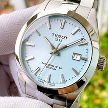 Load image into Gallery viewer, Tissot Gentleman Powermatic 80 Silicium Ice Blue Silver Steel Strap Watch For Men - T127.407.11.351.00