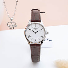 Load image into Gallery viewer, Tissot Tradition 5.5 Lady Silver Dial Brown Leather Strap Watch for Women - T063.009.16.018.00