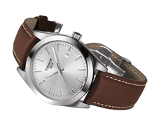 Load image into Gallery viewer, Tissot Gentleman Silver Dial Brown Leather Strap Watch For Men - T127.410.16.031.00