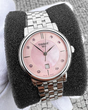 Load image into Gallery viewer, Tissot T Classic Carson Premium Lady Mother of Pearl Pink Dial Silver Steel Strap Watch For Women - T122.210.11.159.00