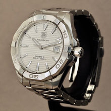 Load image into Gallery viewer, Tag Heuer Aquaracer Automatic White Dial Silver Steel Strap Watch for Men - WAY2111.BA0928