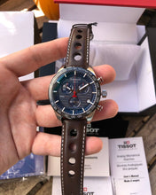Load image into Gallery viewer, Tissot PRS 516 Chronograph Blue Dial Brown Leather Strap Watch For Men - T100.417.16.041.00