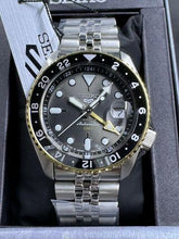 Load image into Gallery viewer, Seiko 5 Sports GMT US Special Edition Automatic Grey Dial Silver Steel Strap Watch For Men - SSK021K1