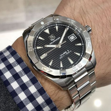 Load image into Gallery viewer, Tag Heuer Aquaracer Automatic Black Dial Silver Steel Strap Watch for Men - WAY2110.BA0928