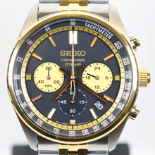 Load image into Gallery viewer, Seiko Sport Chronograph Black Dial Two Tone Steel Strap Watch for Men - SSB430P1