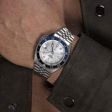 Load image into Gallery viewer, Seiko 5 Sports SKX GMT Automatic Sky Blue Dial Silver Steel Strap Watch For Men - SSK033K1