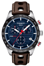 Load image into Gallery viewer, Tissot PRS 516 Chronograph Blue Dial Brown Leather Strap Watch For Men - T100.417.16.041.00