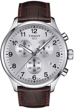 Load image into Gallery viewer, Tissot T Sport Chrono XL Classic Silver Dial Brown Leather Strap Watch For Men - T116.617.16.037.00