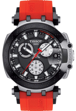Load image into Gallery viewer, Tissot T Race Chronograph Black Dial Red Silicone Strap Watch For Men - T115.417.27.051.00