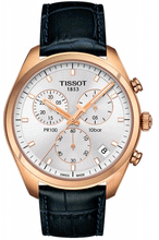 Load image into Gallery viewer, Tissot T Classic PR 100 Chronograph Silver Dial Black Leather Strap Watch for Men - T101.417.36.031.00