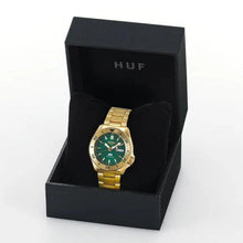 Load image into Gallery viewer, Seiko 5 Sports HUF Limited Edition Green Dial Gold Steel Strap Watch For Men - SRPJ20