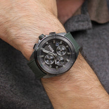 Load image into Gallery viewer, Hugo Boss Volane Chronograph Grey Dial Green Rubber Strap Watch For Men - 1513952