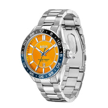Load image into Gallery viewer, Hugo Boss Runner 3H Orange Dial Silver Steel Strap Watch for Men - 1514206