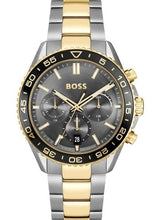 Load image into Gallery viewer, Hugo Boss Runner Chronograph Grey Dial Two Tone Steel Strap Watch for Men - 1514144