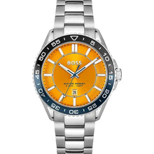 Load image into Gallery viewer, Hugo Boss Runner 3H Orange Dial Silver Steel Strap Watch for Men - 1514206