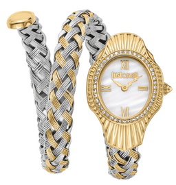 Just Cavalli Twined Mother of Pearl Dial Two Tone Steel Strap Watch for Women  - JC1L305M0055