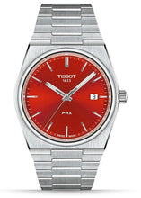 Load image into Gallery viewer, Tissot PRX Quartz Red Dial Silver Steel Strap Watch for Men - T137.410.11.421.00