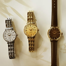 Load image into Gallery viewer, Seiko Presage Cocktail Time Automatic Diamonds Gold Dial Gold Steel Strap Watch for Women - SRE018J1