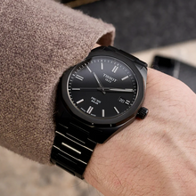 Load image into Gallery viewer, Tissot PRC 100 Solar Quartz Black Dial Black Steel Strap Watch for Men - T151.422.33.051.00